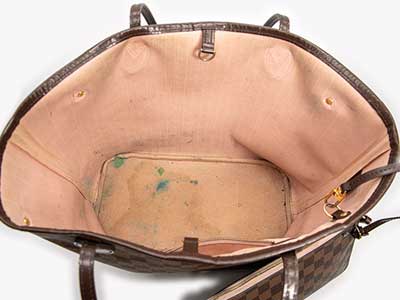 Inside of purse before treatment